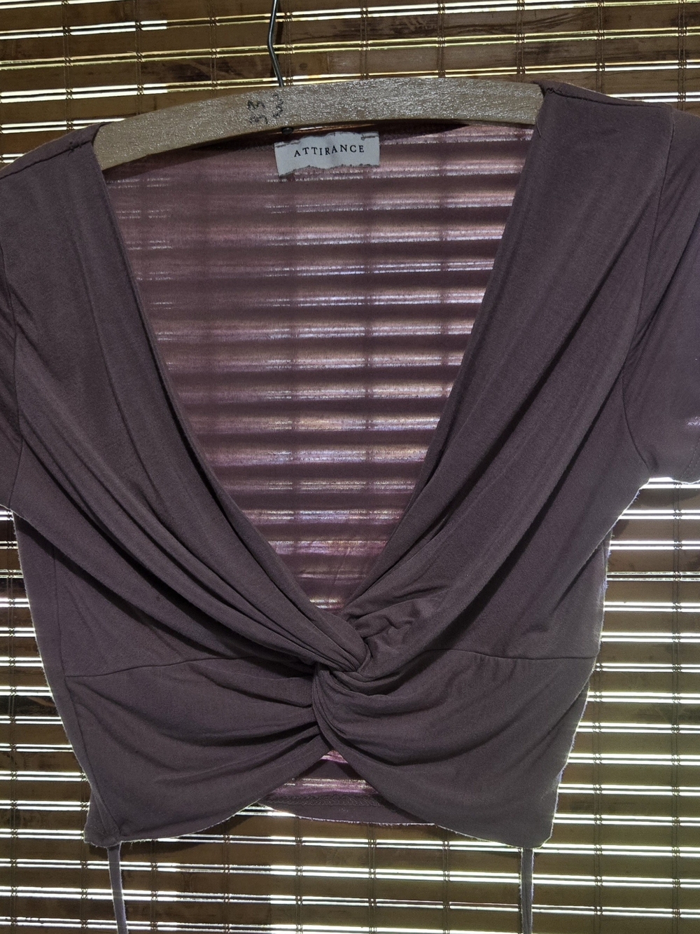 Women's Knot-Front Top in Dusty Plum- Tie Waist